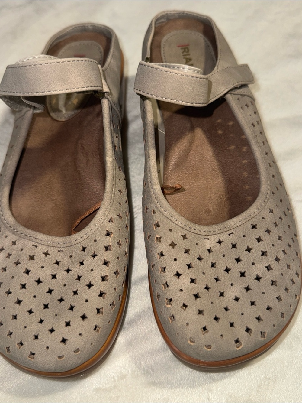 Rialto Taupe Mary Jane Mules with Star Cutouts